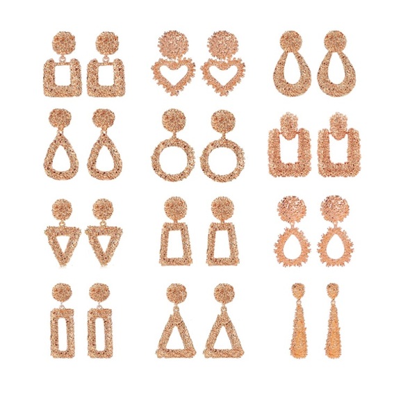 Bohemian Jewelry 12 Pairs Gold Statement Earrings Set, - Picture 8 of 16